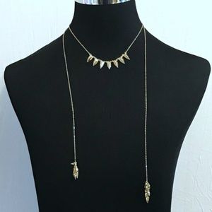 I.N.C. Gold Tone Leaf Tassel Necklace